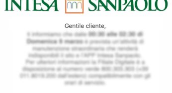 Intesa SanPaolo avvisa i clienti: conto bloccato in questo orari. Non funzionerà